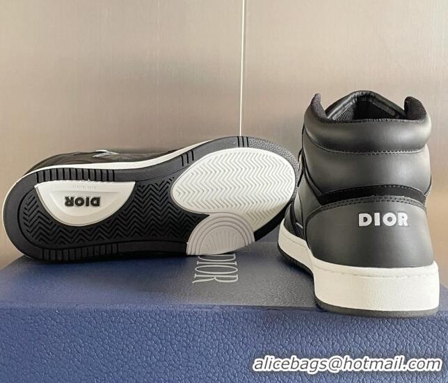 Unique Style Dior B27 High-Top Sneakers in Oblique Galaxy Leather and Calfskin Black/Grey 122342