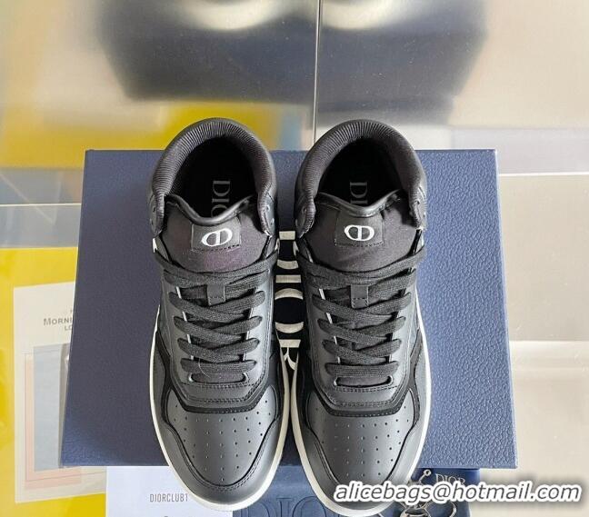 Unique Style Dior B27 High-Top Sneakers in Oblique Galaxy Leather and Calfskin Black/Grey 122342