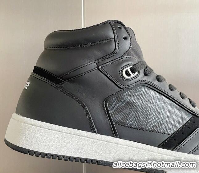 Unique Style Dior B27 High-Top Sneakers in Oblique Galaxy Leather and Calfskin Black/Grey 122342