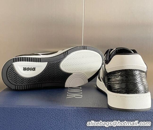 Most Popular Dior B27 Low-Top Sneakers in Oblique Galaxy Leather and Calfskin Black/White 122343