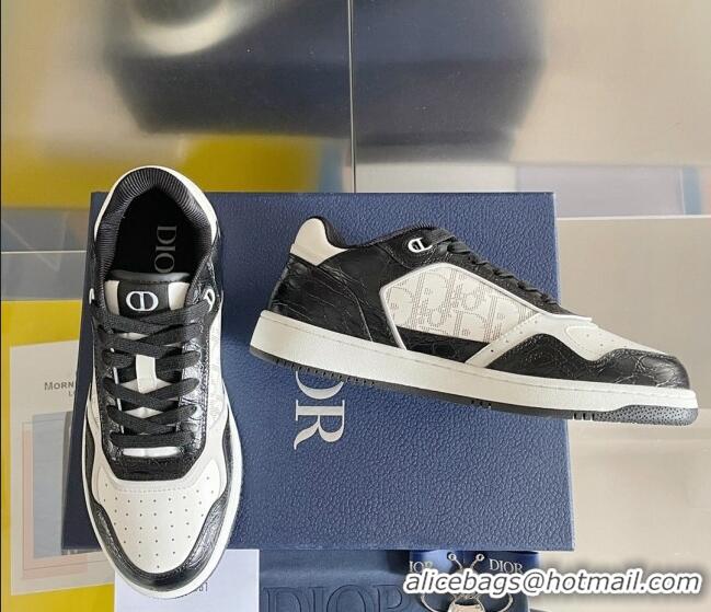 Most Popular Dior B27 Low-Top Sneakers in Oblique Galaxy Leather and Calfskin Black/White 122343