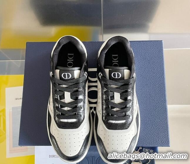 Most Popular Dior B27 Low-Top Sneakers in Oblique Galaxy Leather and Calfskin Black/White 122343