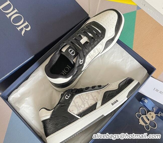 Most Popular Dior B27 Low-Top Sneakers in Oblique Galaxy Leather and Calfskin Black/White 122343