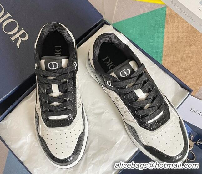 Most Popular Dior B27 Low-Top Sneakers in Oblique Galaxy Leather and Calfskin Black/White 122343