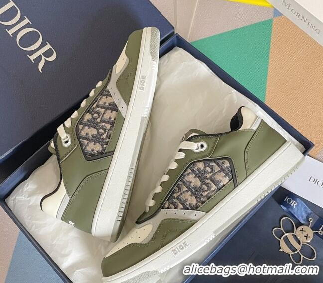 Good Looking Dior B27 Low-Top Sneakers in Oblique Galaxy Leather and Calfskin Green 122344