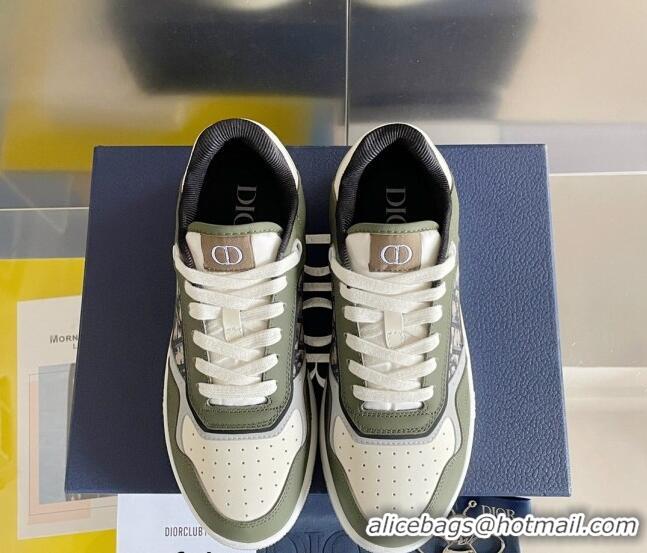 Good Looking Dior B27 Low-Top Sneakers in Oblique Galaxy Leather and Calfskin Green 122344