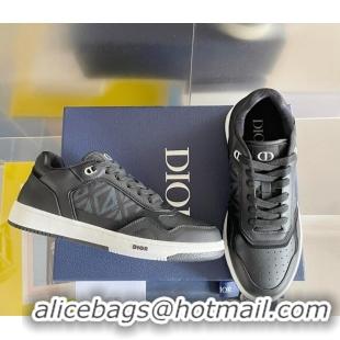 Best Product Dior B27 Low-Top Sneakers in Oblique Galaxy Leather and Calfskin Black/Grey 2122345