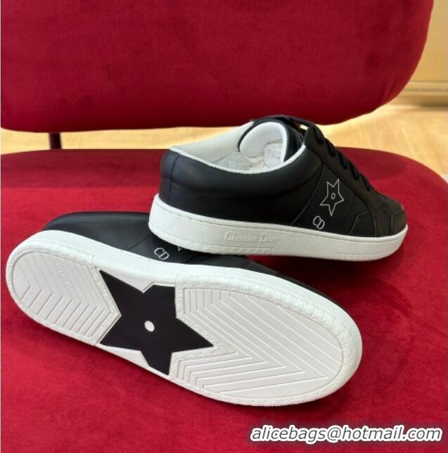 Top Quality ior Star Calfskin Sneakers with Low Heel Tab Black 122346