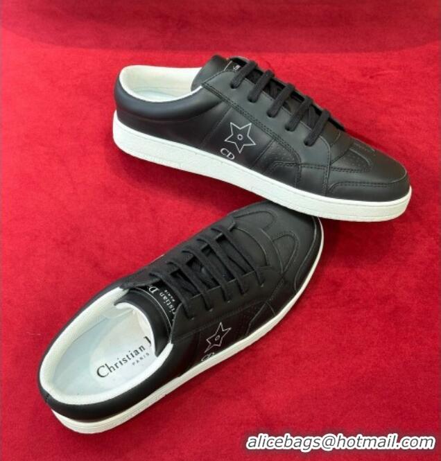 Top Quality ior Star Calfskin Sneakers with Low Heel Tab Black 122346