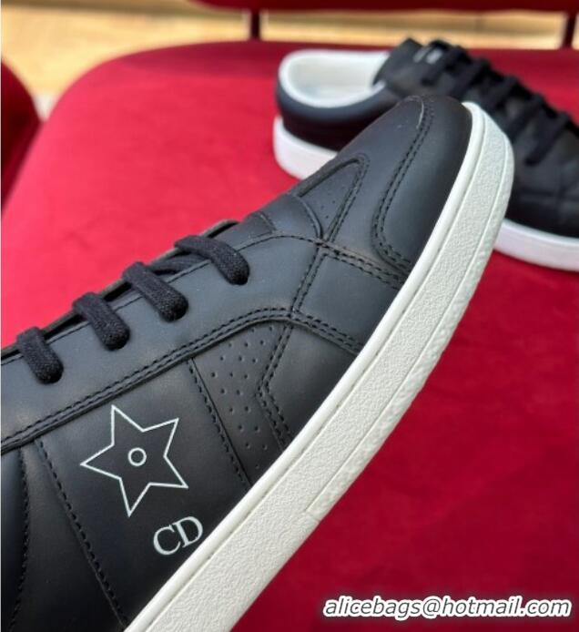 Top Quality ior Star Calfskin Sneakers with Low Heel Tab Black 122346