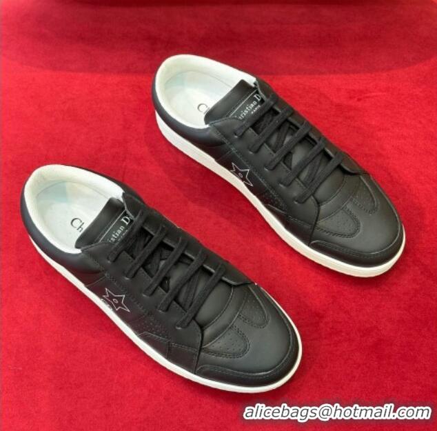 Top Quality ior Star Calfskin Sneakers with Low Heel Tab Black 122346