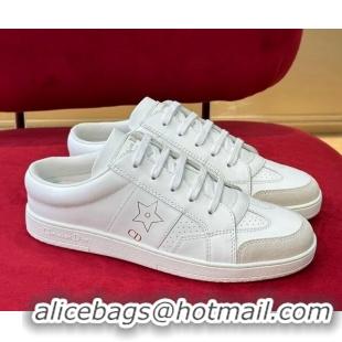 AAAAA Dior Star Calfskin Sneakers with Low Heel Tab White 122347