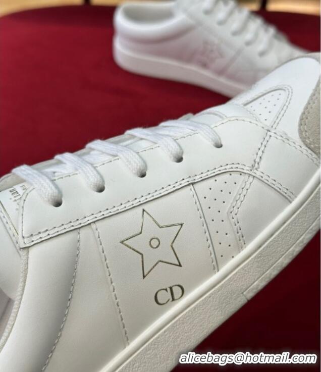 AAAAA Dior Star Calfskin Sneakers with Low Heel Tab White 122347