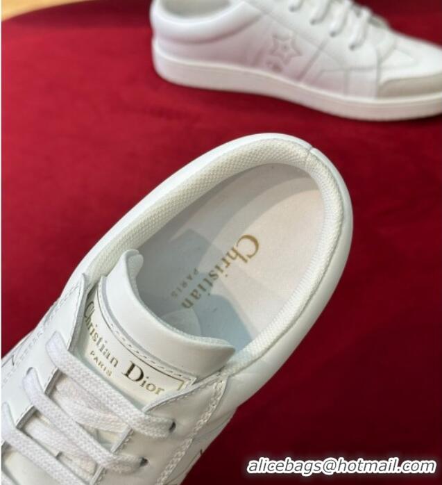 AAAAA Dior Star Calfskin Sneakers with Low Heel Tab White 122347