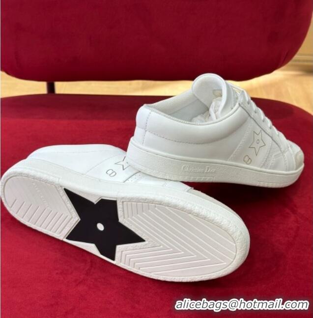 AAAAA Dior Star Calfskin Sneakers with Low Heel Tab White 122347