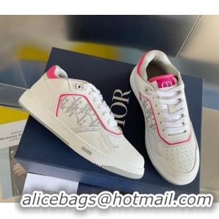 Duplicate Dior B27 Low-Top Sneakers in Calfskin White/Pink 122668