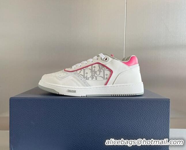 Duplicate Dior B27 Low-Top Sneakers in Calfskin White/Pink 122668