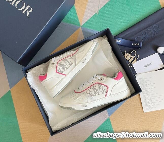 Duplicate Dior B27 Low-Top Sneakers in Calfskin White/Pink 122668