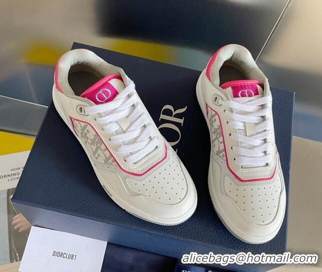 Duplicate Dior B27 Low-Top Sneakers in Calfskin White/Pink 122668