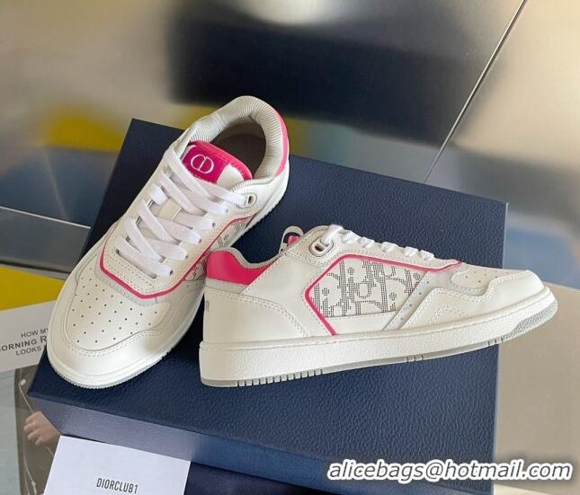 Duplicate Dior B27 Low-Top Sneakers in Calfskin White/Pink 122668