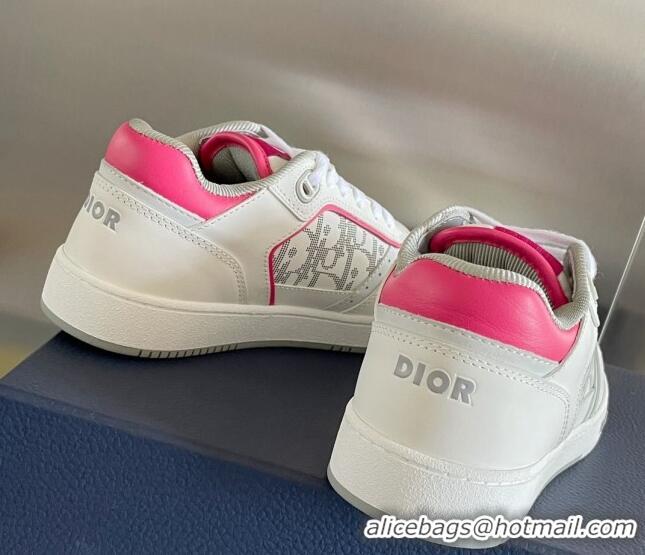 Duplicate Dior B27 Low-Top Sneakers in Calfskin White/Pink 122668