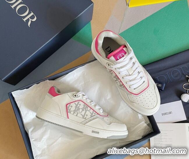 Duplicate Dior B27 Low-Top Sneakers in Calfskin White/Pink 122668