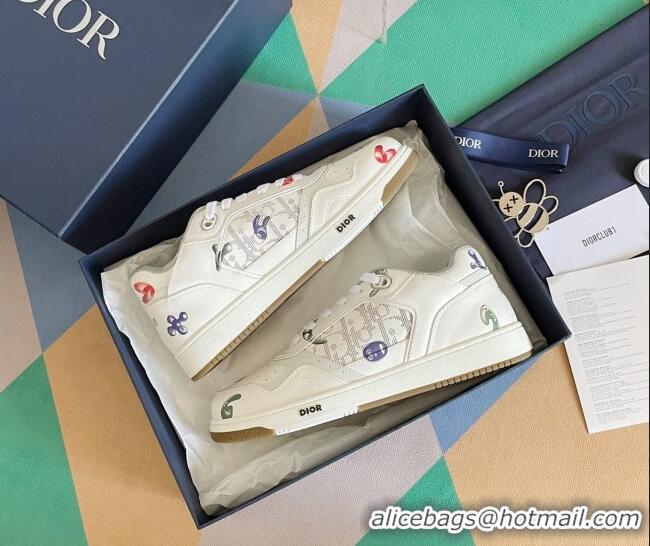 Most Popular Dior B27 Low-Top Sneakers in Printed Calfskin White 122669