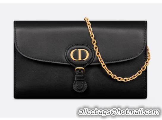 Well Crafted DIOR BOBBY EAST-WEST POUCH WITH CHAIN Smooth Calfskin S5703UBP BLACK