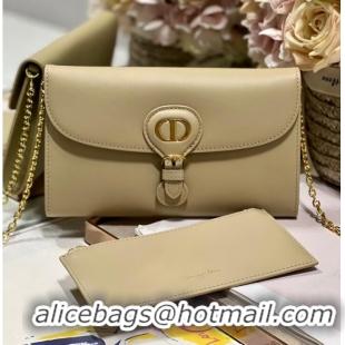 Good Product DIOR BOBBY EAST-WEST POUCH WITH CHAIN Smooth Calfskin S5703UBP Beige