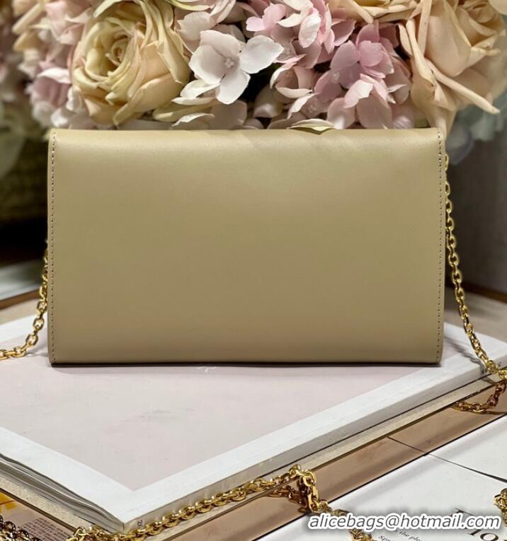 Good Product DIOR BOBBY EAST-WEST POUCH WITH CHAIN Smooth Calfskin S5703UBP Beige