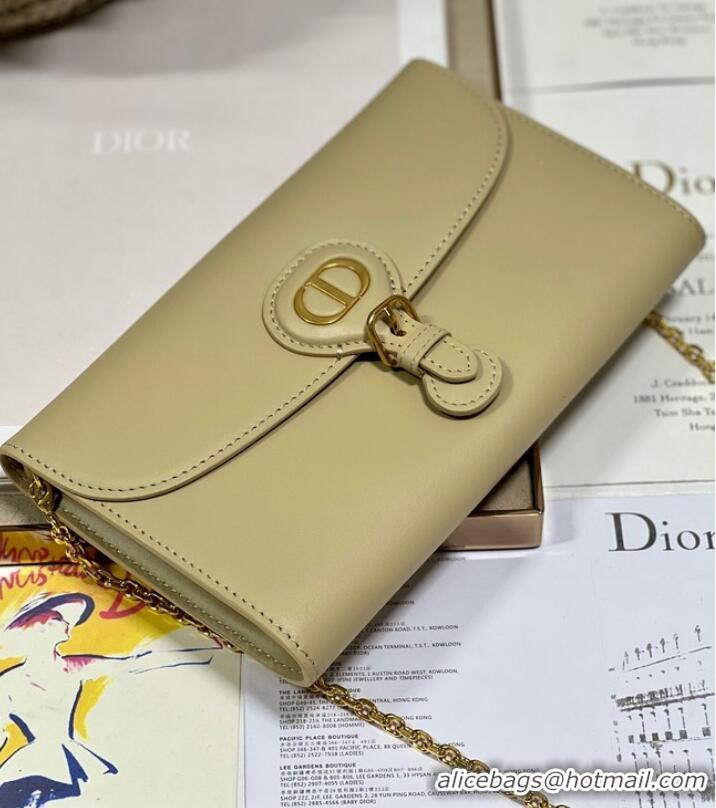 Good Product DIOR BOBBY EAST-WEST POUCH WITH CHAIN Smooth Calfskin S5703UBP Beige