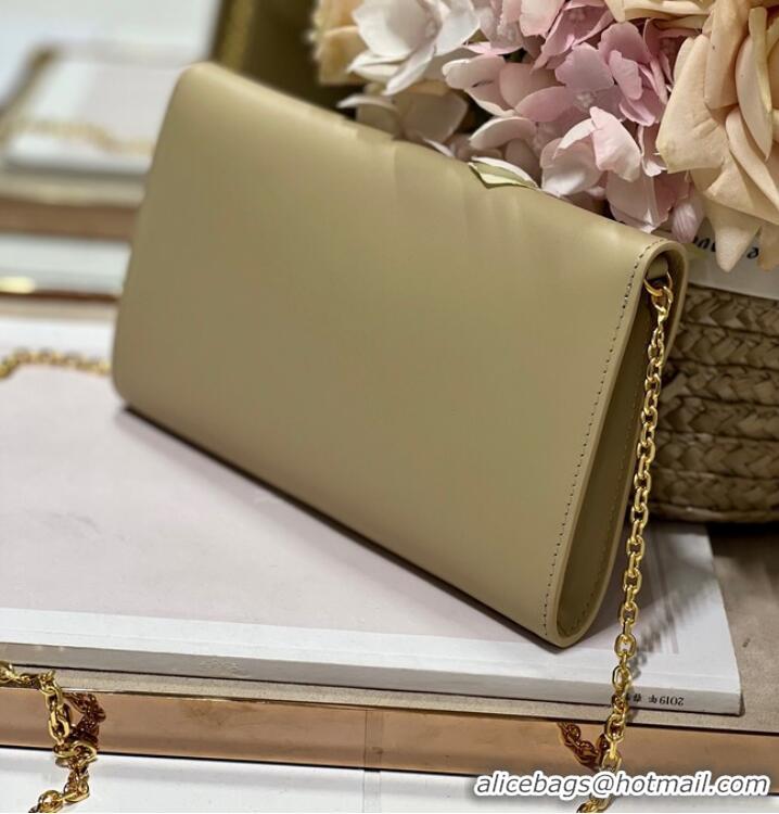 Good Product DIOR BOBBY EAST-WEST POUCH WITH CHAIN Smooth Calfskin S5703UBP Beige