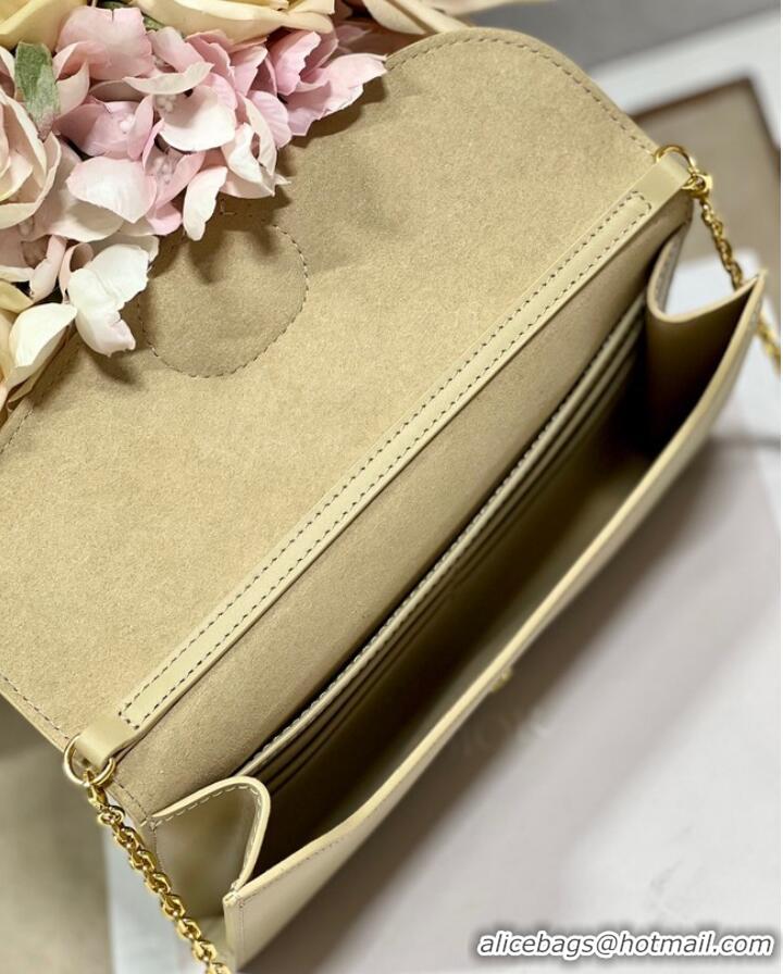 Good Product DIOR BOBBY EAST-WEST POUCH WITH CHAIN Smooth Calfskin S5703UBP Beige