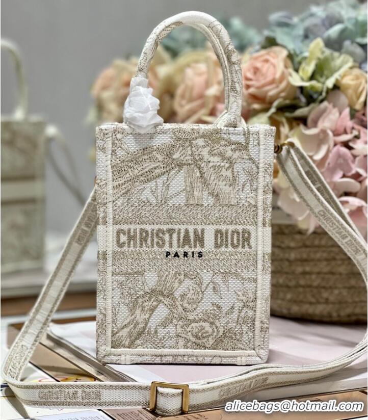 Top Quality MINI DIOR BOOK TOTE PHONE BAG Embroidery S5555CES-1