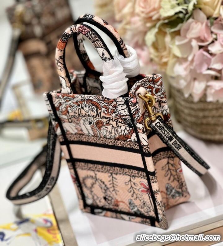 Super Quality MINI DIOR BOOK TOTE PHONE BAG Embroidery S5555CES-2