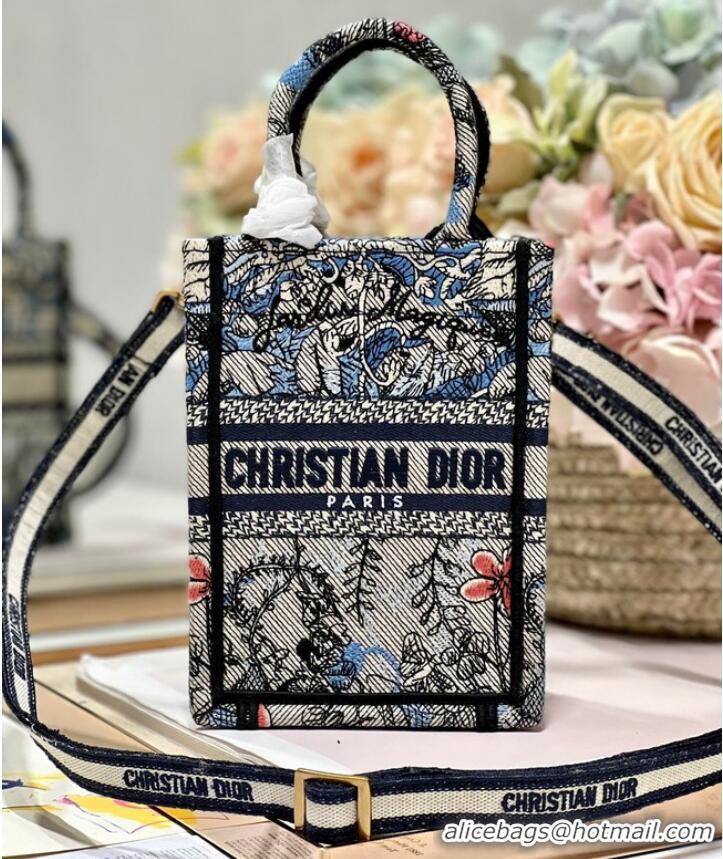 Top Quality MINI DIOR BOOK TOTE PHONE BAG Embroidery S5555CES-3