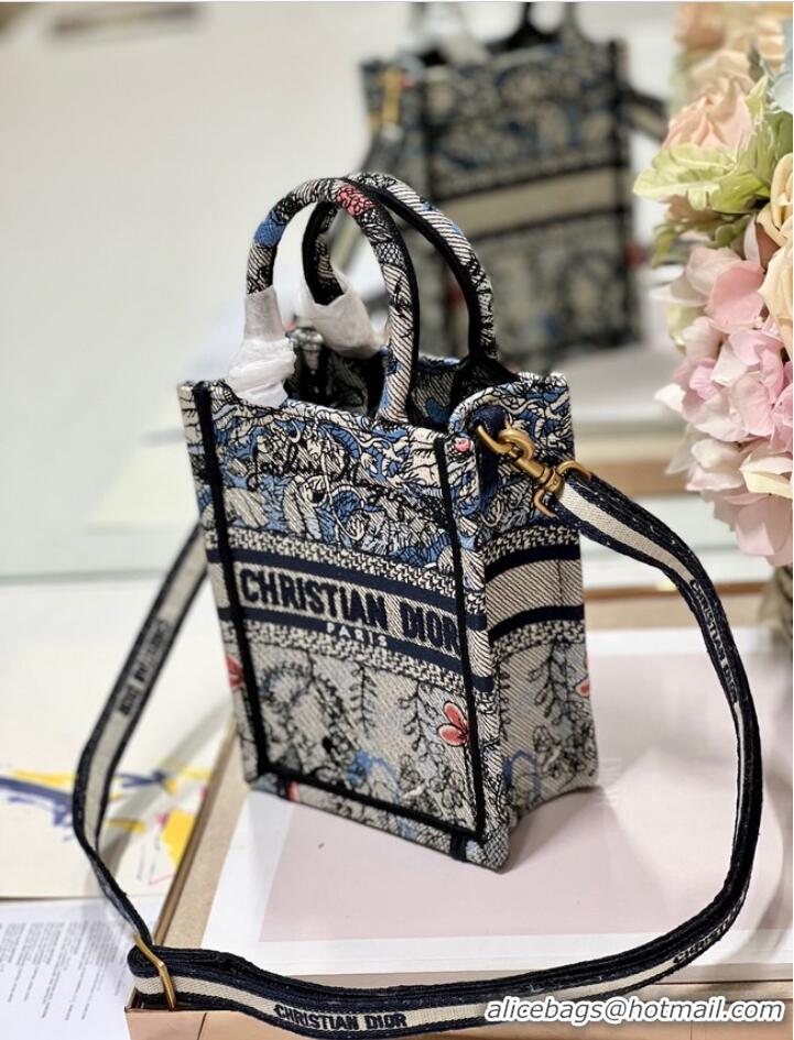 Top Quality MINI DIOR BOOK TOTE PHONE BAG Embroidery S5555CES-3