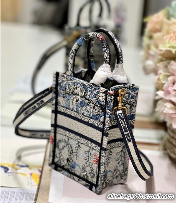 Top Quality MINI DIOR BOOK TOTE PHONE BAG Embroidery S5555CES-3