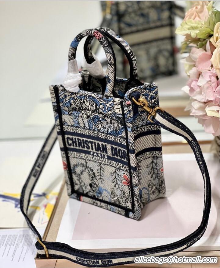 Top Quality MINI DIOR BOOK TOTE PHONE BAG Embroidery S5555CES-3