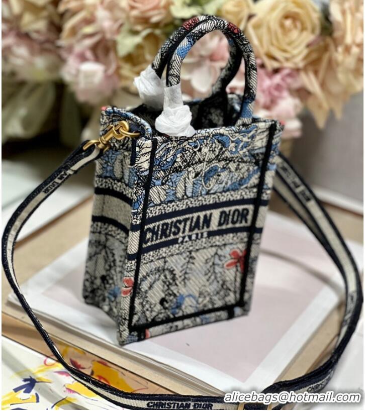 Top Quality MINI DIOR BOOK TOTE PHONE BAG Embroidery S5555CES-3