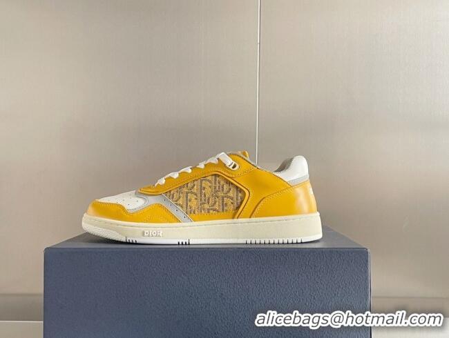 Good Quality Dior B27 Low-Top Sneakers in Calfskin and Oblique Canvas Yellow 122685