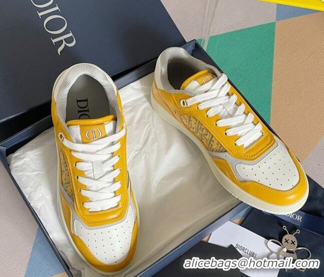 Good Quality Dior B27 Low-Top Sneakers in Calfskin and Oblique Canvas Yellow 122685