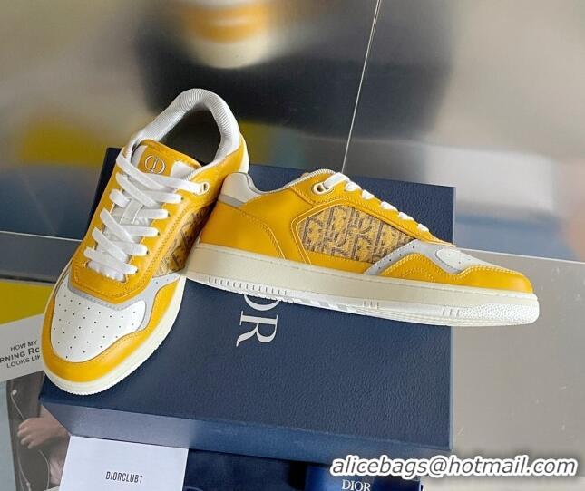 Good Quality Dior B27 Low-Top Sneakers in Calfskin and Oblique Canvas Yellow 122685