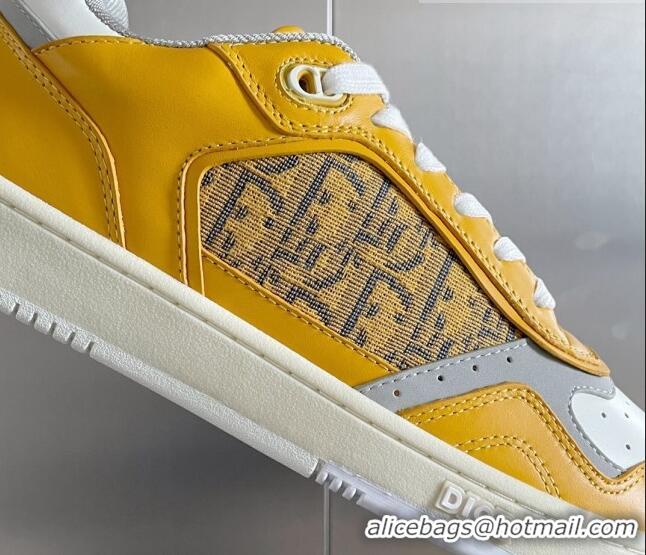 Good Quality Dior B27 Low-Top Sneakers in Calfskin and Oblique Canvas Yellow 122685