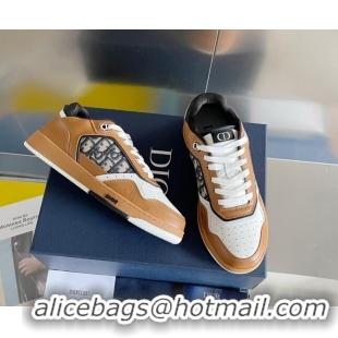 Best Price Dior B27 Low-Top Sneakers in Calfskin and Oblique Canvas Brown/White 122686