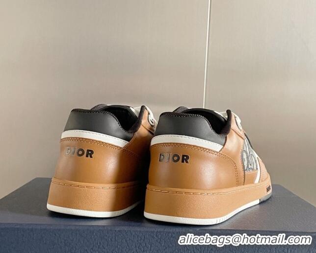 Best Price Dior B27 Low-Top Sneakers in Calfskin and Oblique Canvas Brown/White 122686