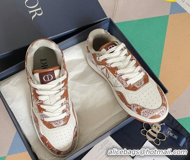 Luxury Discount Dior B27 Low-Top Sneakers in Print Calfskin Brown/White 2122688