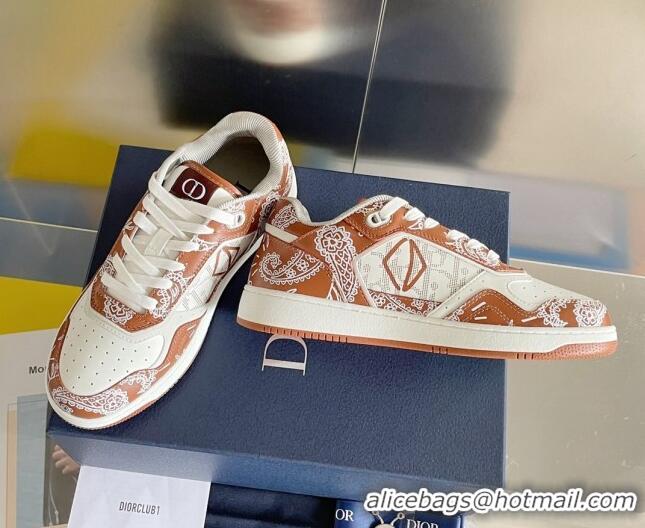 Luxury Discount Dior B27 Low-Top Sneakers in Print Calfskin Brown/White 2122688