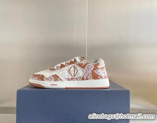 Luxury Discount Dior B27 Low-Top Sneakers in Print Calfskin Brown/White 2122688