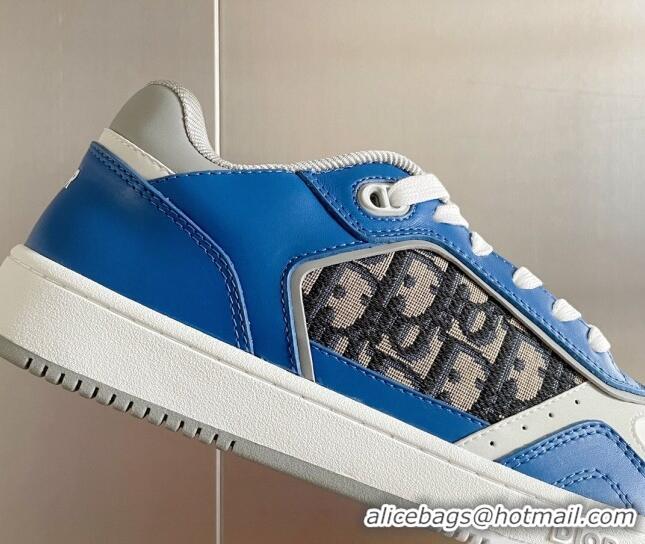 Top Grade Dior B27 Low-Top Sneakers in Calfskin and Oblique Canvas Blue/White 122691